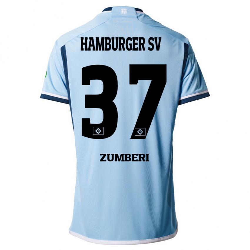 Herren Valon Zumberi #37 Blau Auswärtstrikot Trikot 2023/24 T-Shirt Österreich