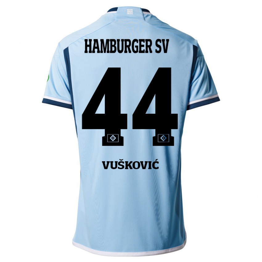 Herren Mario Vuskovic #44 Blau Auswärtstrikot Trikot 2023/24 T-Shirt Österreich