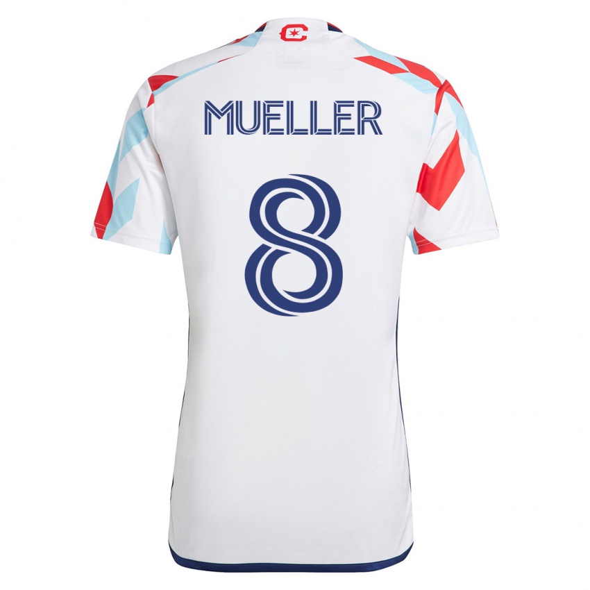 Herren Chris Mueller #8 Weiß Blau Auswärtstrikot Trikot 2023/24 T-Shirt Österreich