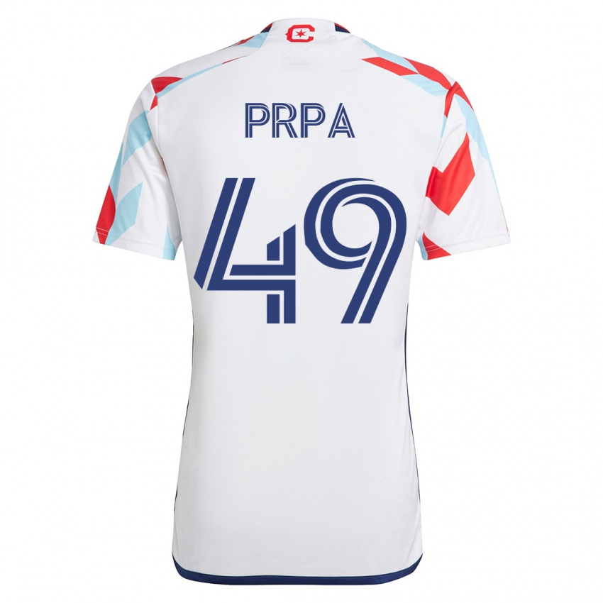 Herren Luka Prpa #49 Weiß Blau Auswärtstrikot Trikot 2023/24 T-Shirt Österreich
