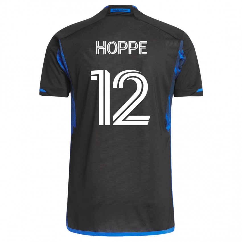 Damen Matthew Hoppe #12 Blau Schwarz Heimtrikot Trikot 2023/24 T-Shirt Österreich
