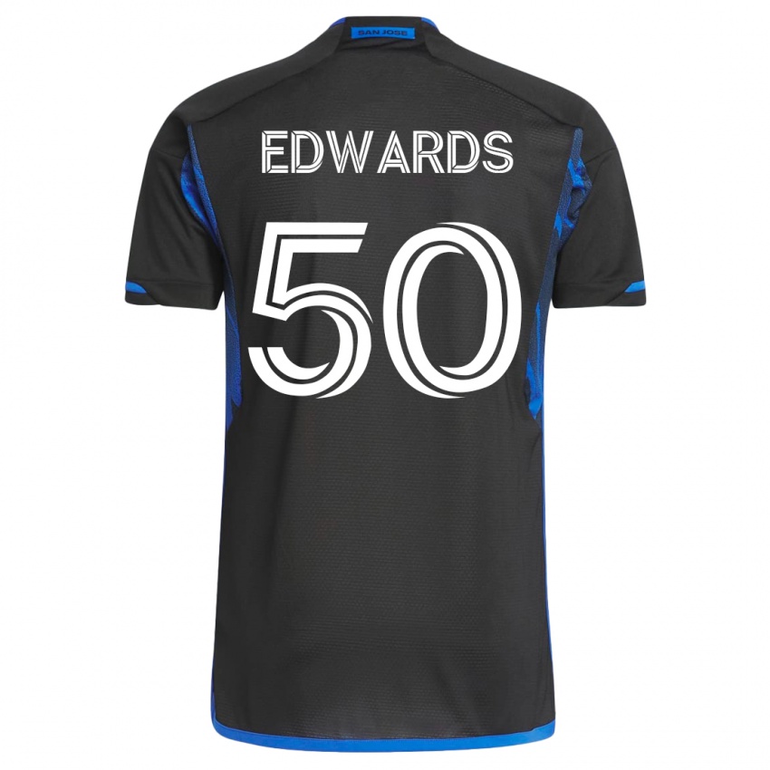 Damen Aaron Edwards #50 Blau Schwarz Heimtrikot Trikot 2023/24 T-Shirt Österreich