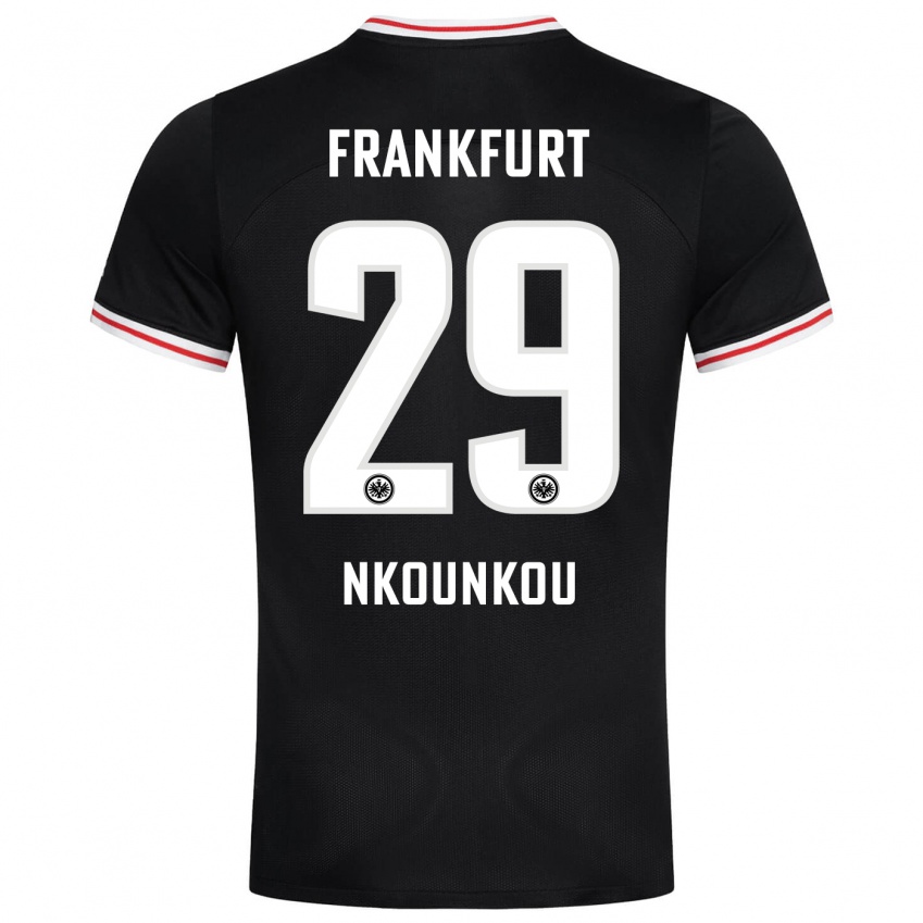 Damen Niels Nkounkou #29 Schwarz Auswärtstrikot Trikot 2023/24 T-Shirt Österreich