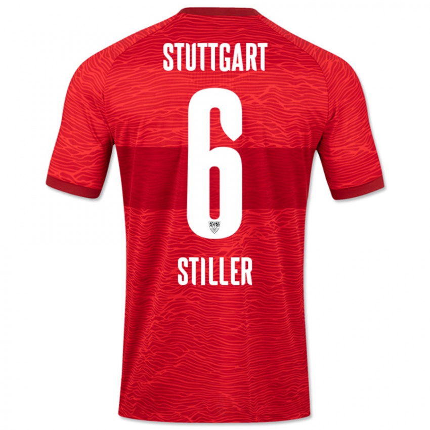 Damen Angelo Stiller #6 Rot Auswärtstrikot Trikot 2023/24 T-Shirt Österreich