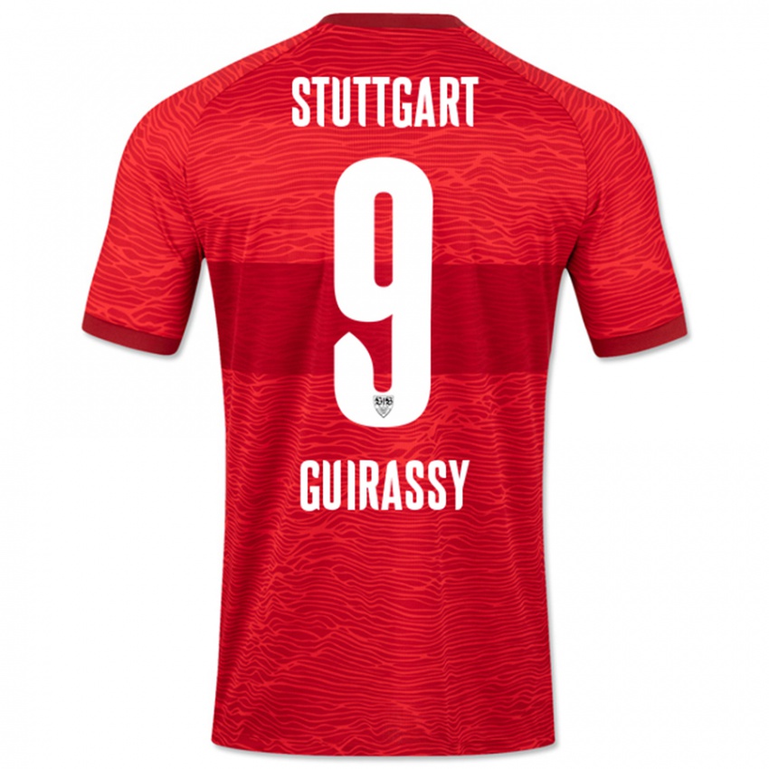 Damen Serhou Guirassy #9 Rot Auswärtstrikot Trikot 2023/24 T-Shirt Österreich