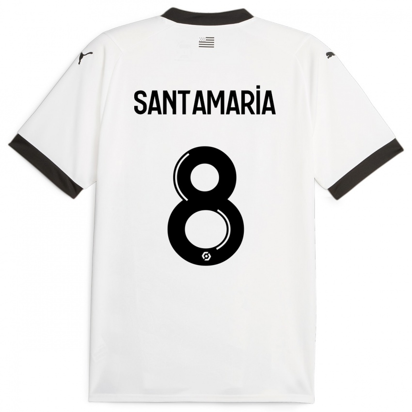 Damen Baptiste Santamaria #8 Weiß Auswärtstrikot Trikot 2023/24 T-Shirt Österreich