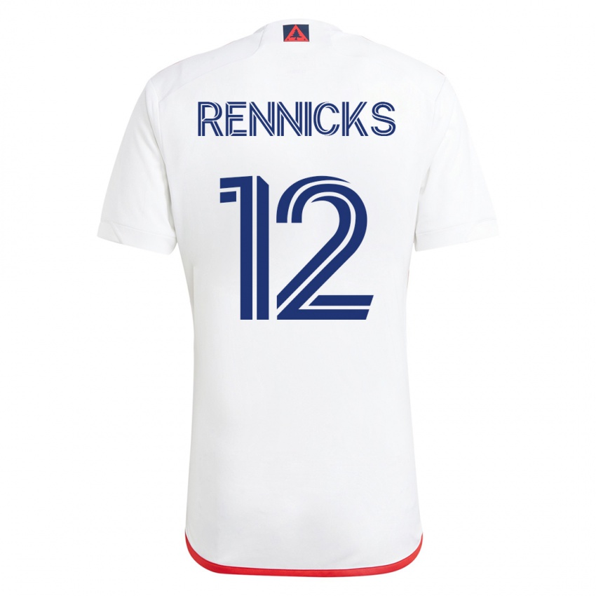 Damen Justin Rennicks #12 Weiß Rot Auswärtstrikot Trikot 2023/24 T-Shirt Österreich