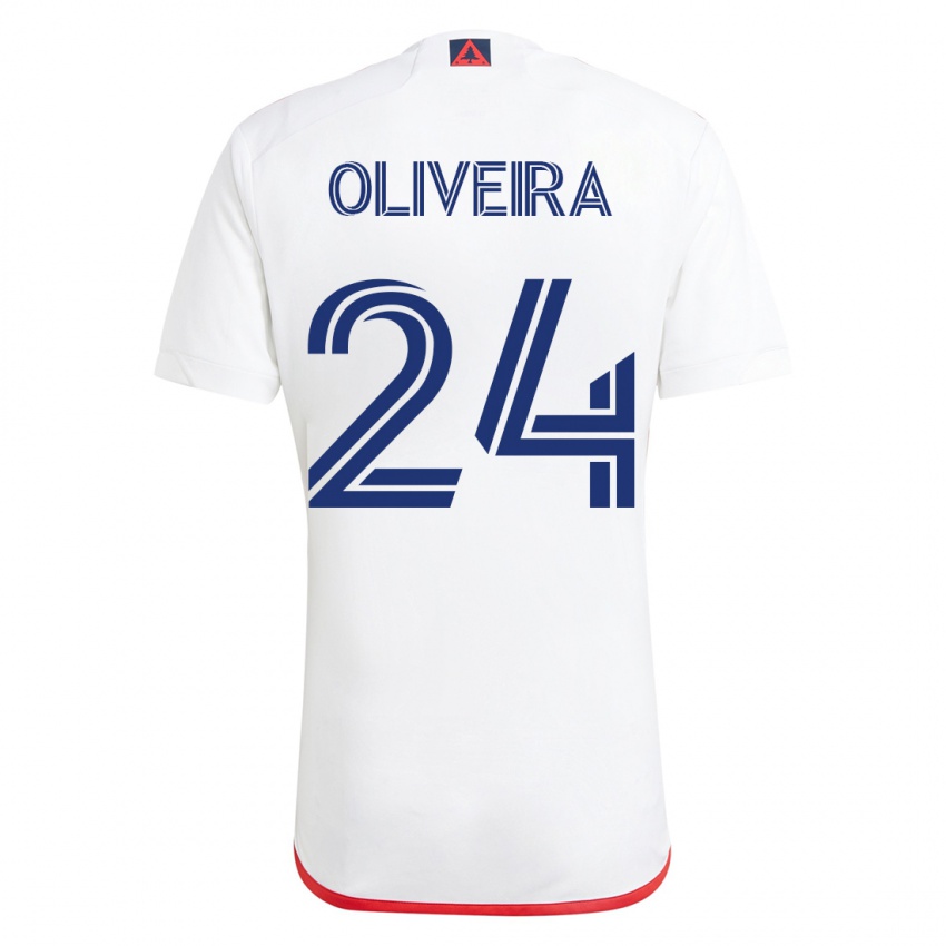 Damen Cristiano Oliveira #24 Weiß Rot Auswärtstrikot Trikot 2023/24 T-Shirt Österreich