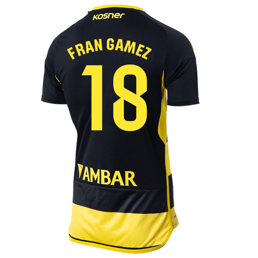 Kinder Fran Gámez #18 Schwarz Gelb Auswärtstrikot Trikot 2023/24 T-Shirt Österreich