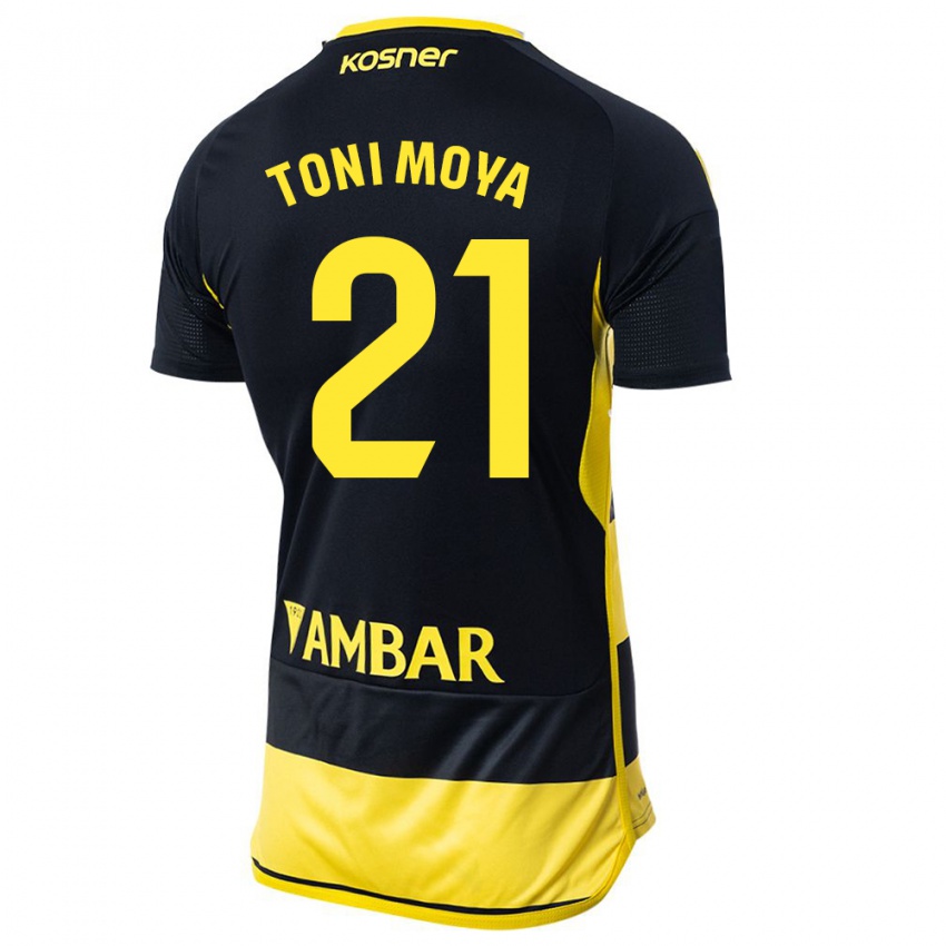 Kinder Toni Moya #21 Schwarz Gelb Auswärtstrikot Trikot 2023/24 T-Shirt Österreich