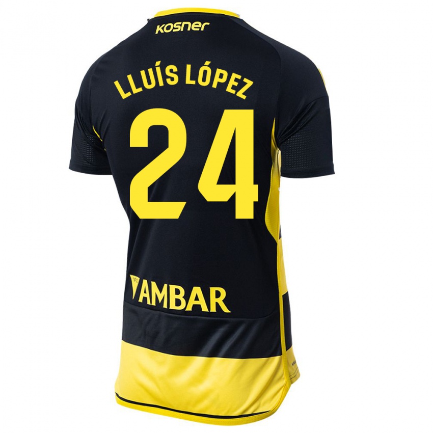 Kinder Lluís López #24 Schwarz Gelb Auswärtstrikot Trikot 2023/24 T-Shirt Österreich