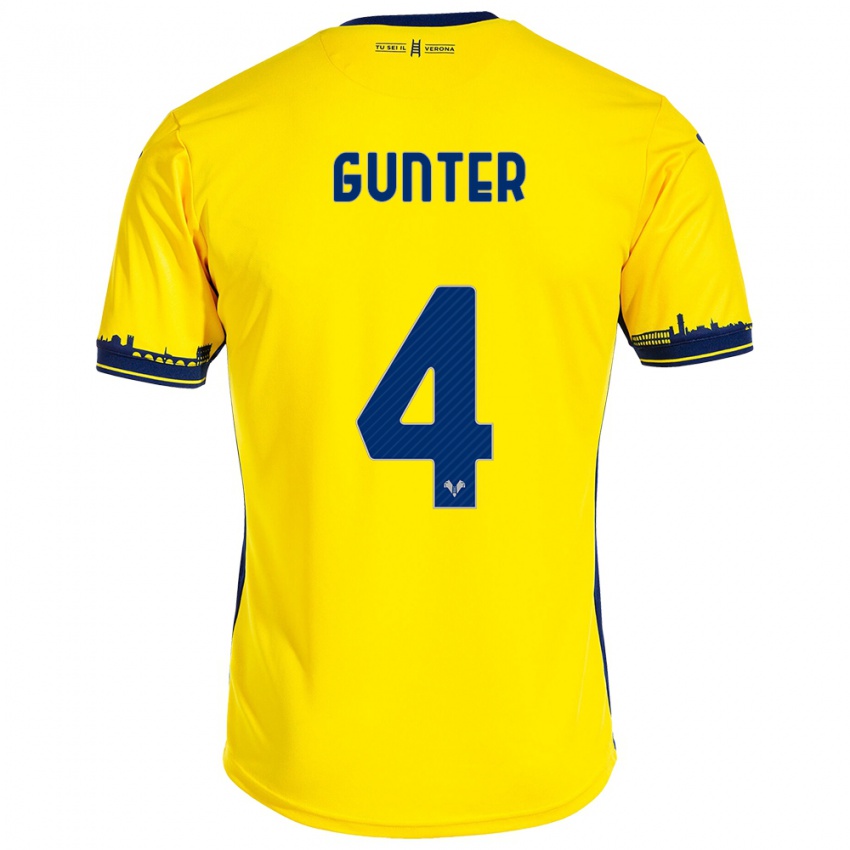 Kinder Koray Günter #4 Gelb Auswärtstrikot Trikot 2023/24 T-Shirt Österreich