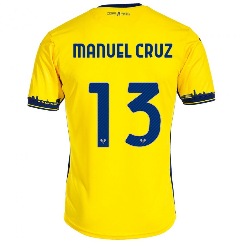 Kinder Juan Manuel Cruz #13 Gelb Auswärtstrikot Trikot 2023/24 T-Shirt Österreich