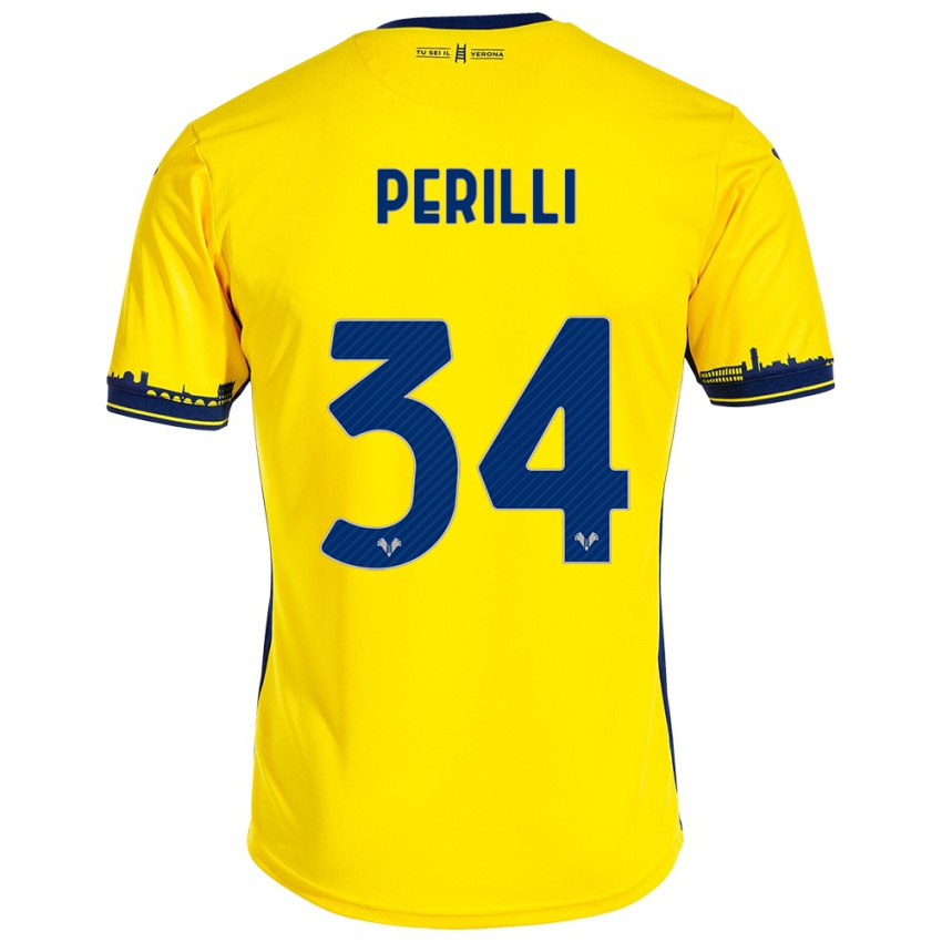 Kinder Simone Perilli #34 Gelb Auswärtstrikot Trikot 2023/24 T-Shirt Österreich
