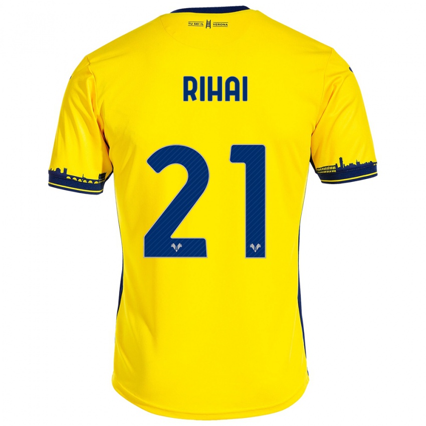 Kinder Aiman Rihai #21 Gelb Auswärtstrikot Trikot 2023/24 T-Shirt Österreich
