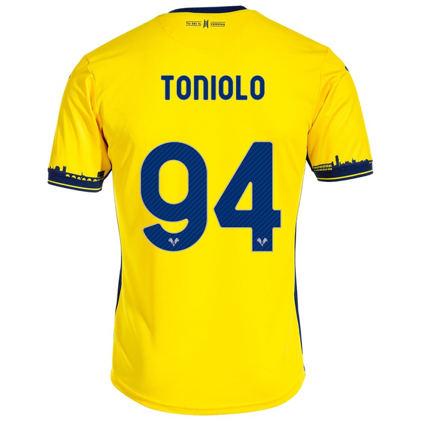 Kinder Giacomo Toniolo #94 Gelb Auswärtstrikot Trikot 2023/24 T-Shirt Österreich