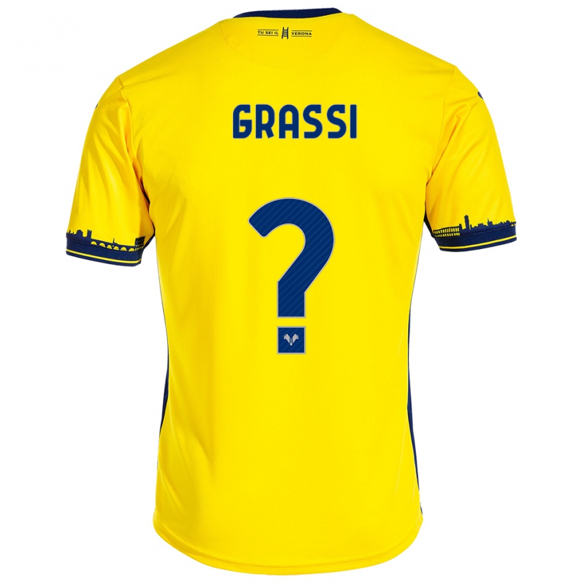 Kinder Pierfrancesco Grassi #0 Gelb Auswärtstrikot Trikot 2023/24 T-Shirt Österreich