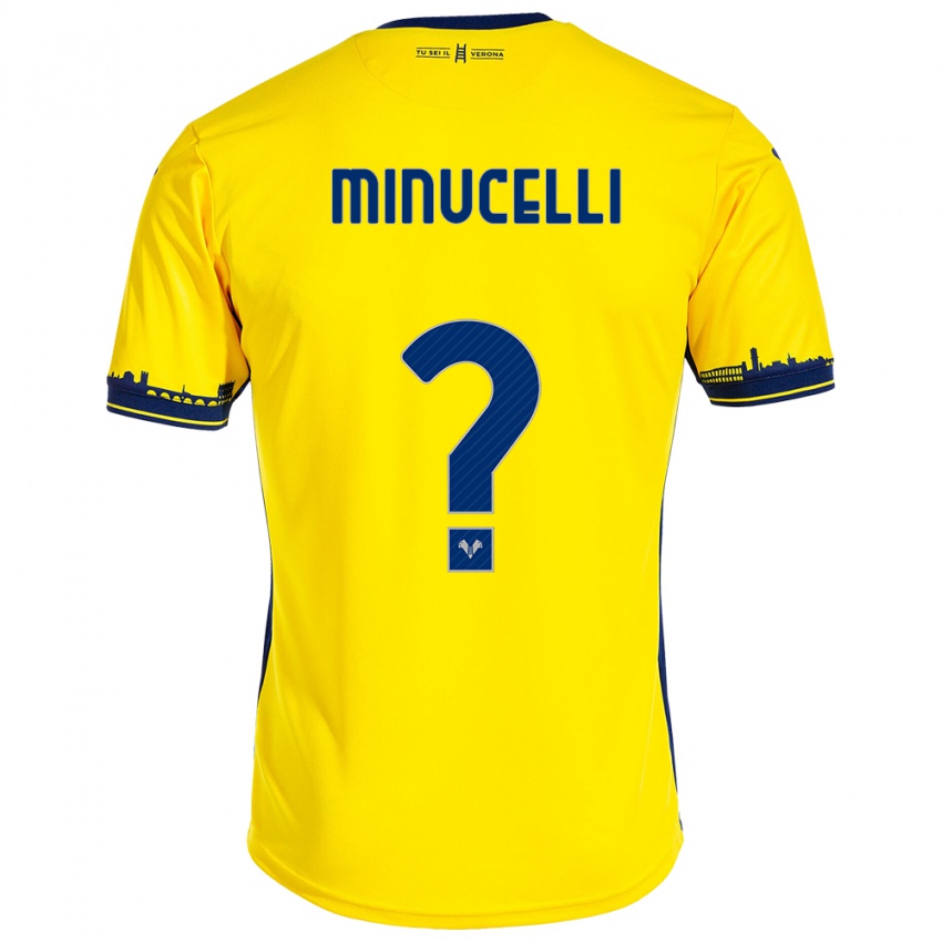 Kinder Filippo Minucelli #0 Gelb Auswärtstrikot Trikot 2023/24 T-Shirt Österreich