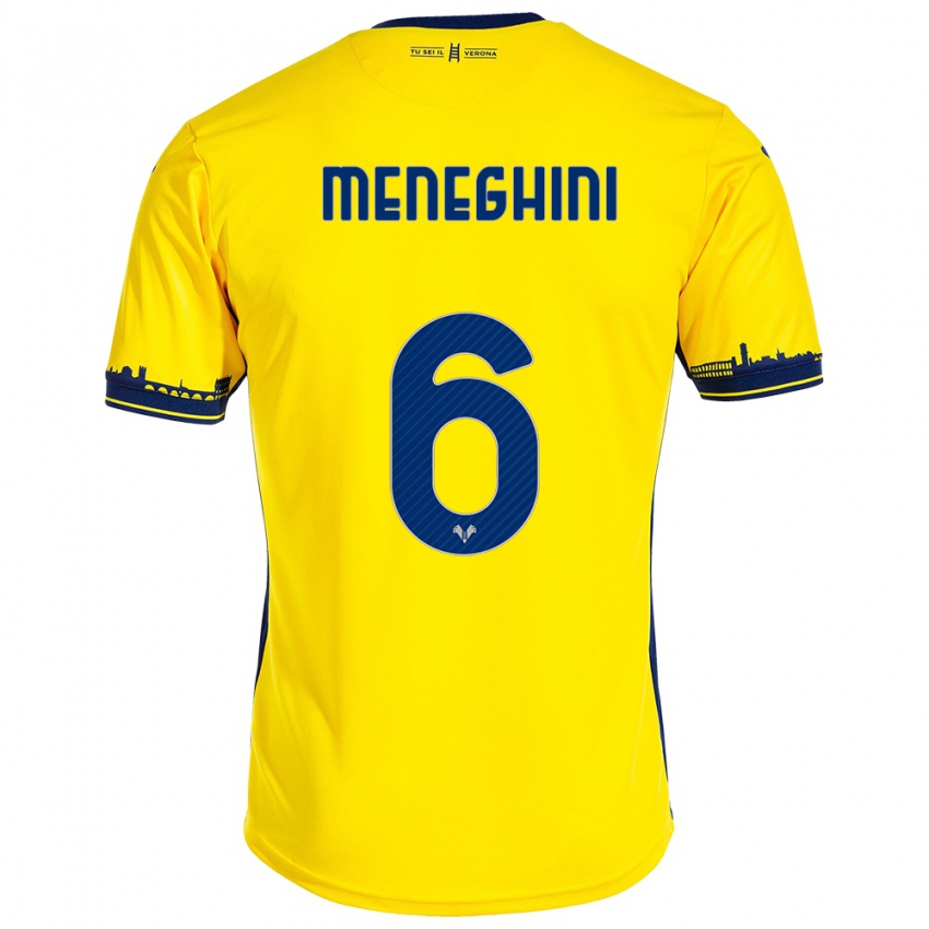 Kinder Sofia Meneghini #6 Gelb Auswärtstrikot Trikot 2023/24 T-Shirt Österreich