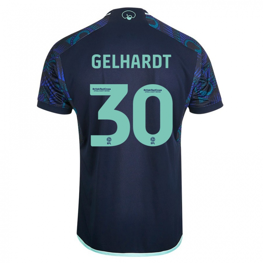 Kinder Joe Gelhardt #30 Blau Auswärtstrikot Trikot 2023/24 T-Shirt Österreich