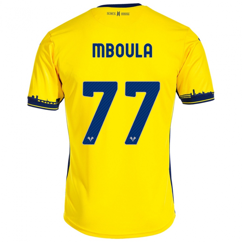 Damen Jordi Mboula #77 Gelb Auswärtstrikot Trikot 2023/24 T-Shirt Österreich
