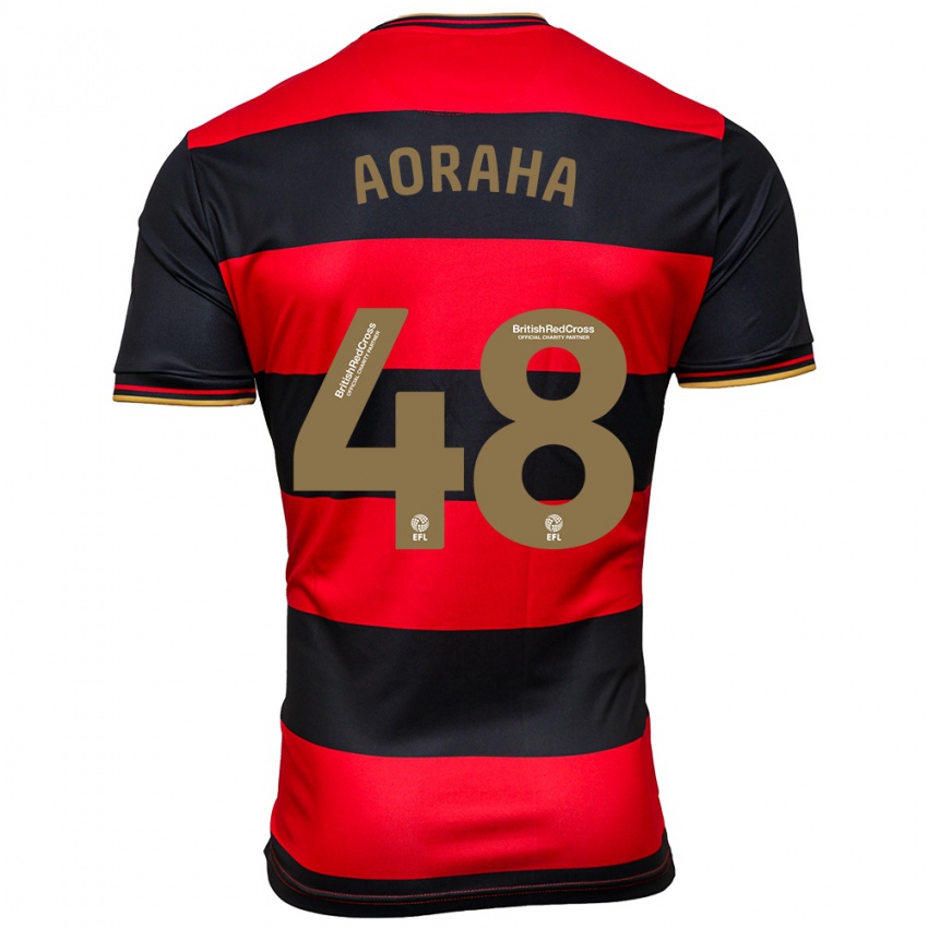 Damen Alexander Aoraha #48 Schwarz Rot Auswärtstrikot Trikot 2023/24 T-Shirt Österreich