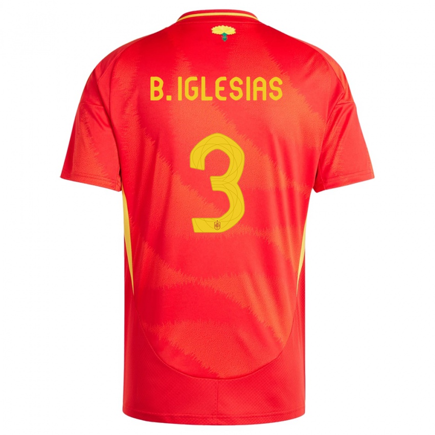 Kinder Spanien Borja Iglesias #3 Rot Heimtrikot Trikot 24-26 T-Shirt Österreich