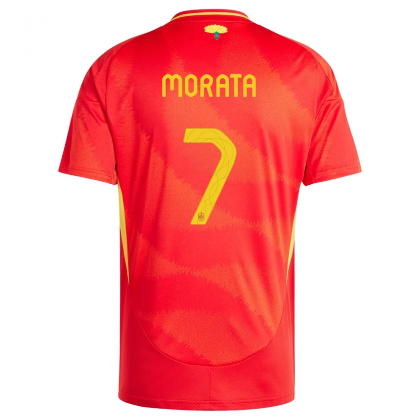 Kinder Spanien Alvaro Morata #7 Rot Heimtrikot Trikot 24-26 T-Shirt Österreich