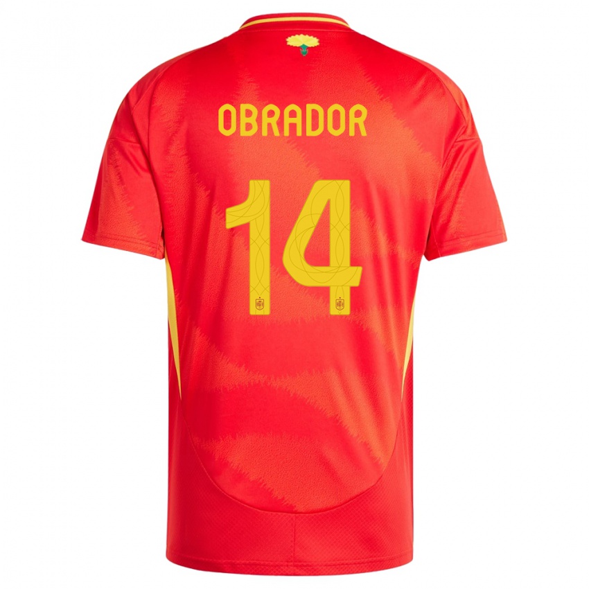 Kinder Spanien Rafel Obrador #14 Rot Heimtrikot Trikot 24-26 T-Shirt Österreich