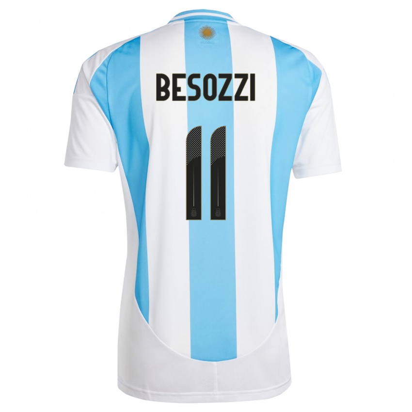 Kinder Argentinien Lucas Besozzi #11 Weiß Blau Heimtrikot Trikot 24-26 T-Shirt Österreich