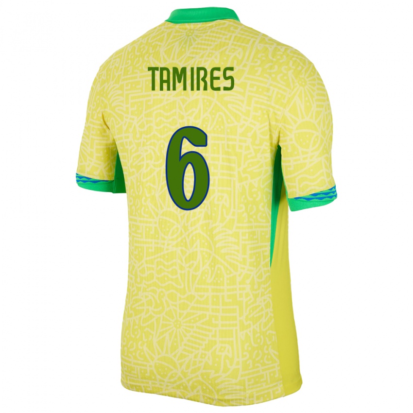 Kinder Brasilien Tamires #6 Gelb Heimtrikot Trikot 24-26 T-Shirt Österreich