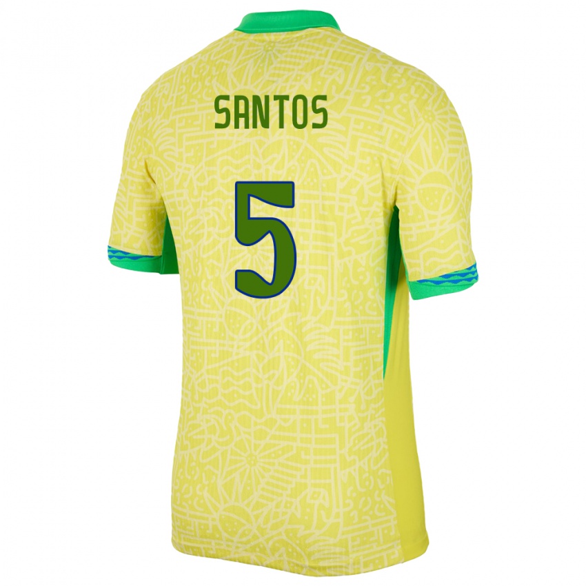 Kinder Brasilien Andrey Santos #5 Gelb Heimtrikot Trikot 24-26 T-Shirt Österreich