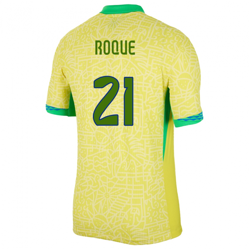 Kinder Brasilien Vitor Roque #21 Gelb Heimtrikot Trikot 24-26 T-Shirt Österreich