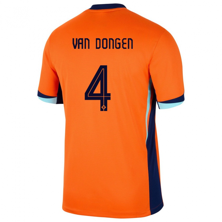 Kinder Niederlande Merel Van Dongen #4 Orange Heimtrikot Trikot 24-26 T-Shirt Österreich