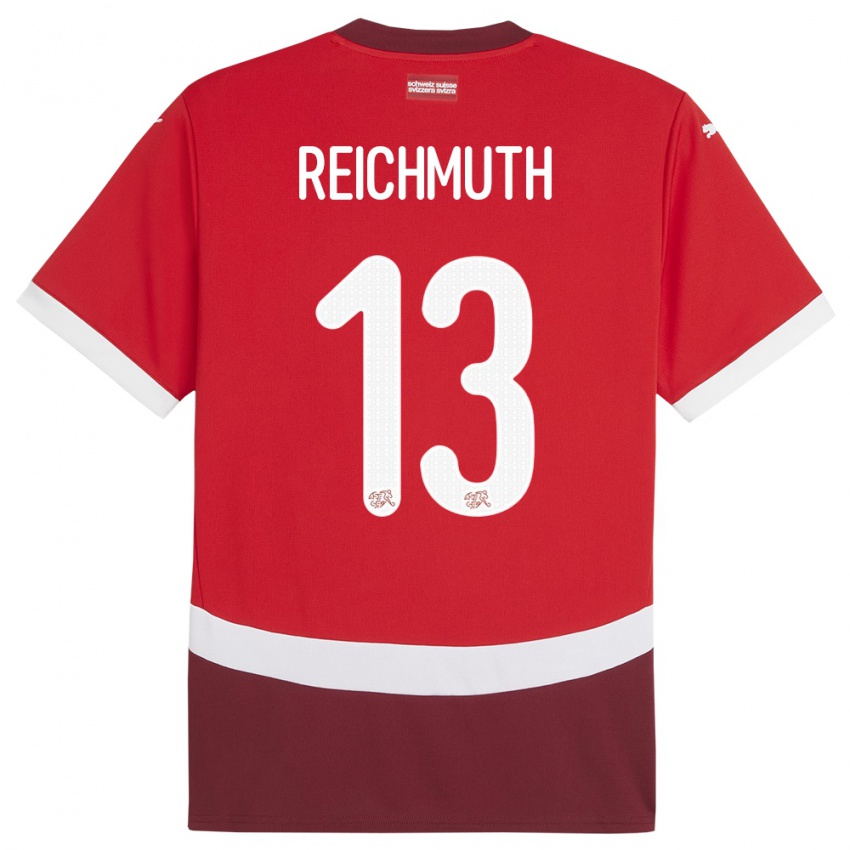 Kinder Schweiz Miguel Reichmuth #13 Rot Heimtrikot Trikot 24-26 T-Shirt Österreich