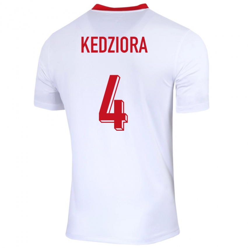 Kinder Polen Tomasz Kedziora #4 Weiß Heimtrikot Trikot 24-26 T-Shirt Österreich