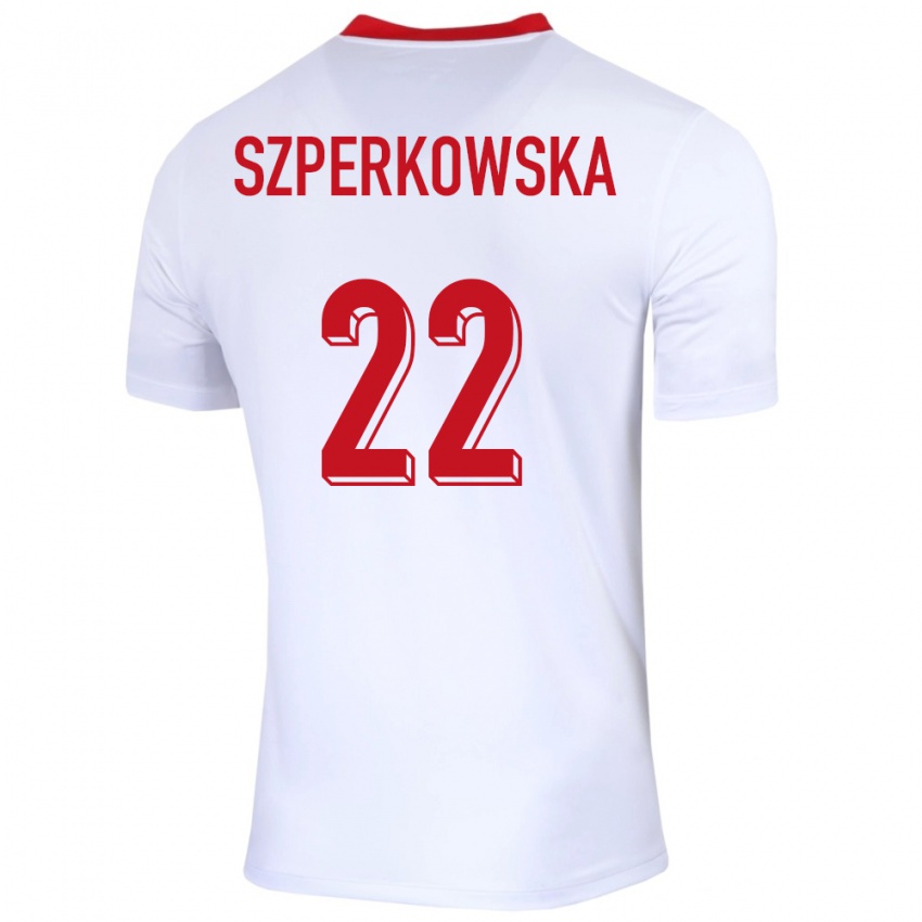 Kinder Polen Oliwia Szperkowska #22 Weiß Heimtrikot Trikot 24-26 T-Shirt Österreich
