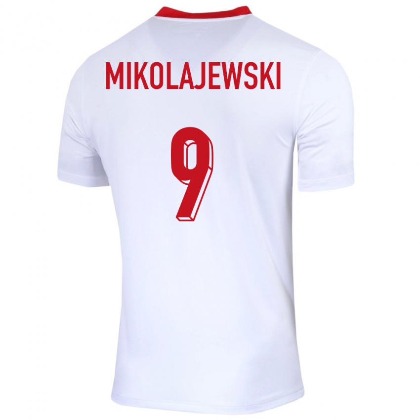 Kinder Polen Daniel Mikolajewski #9 Weiß Heimtrikot Trikot 24-26 T-Shirt Österreich