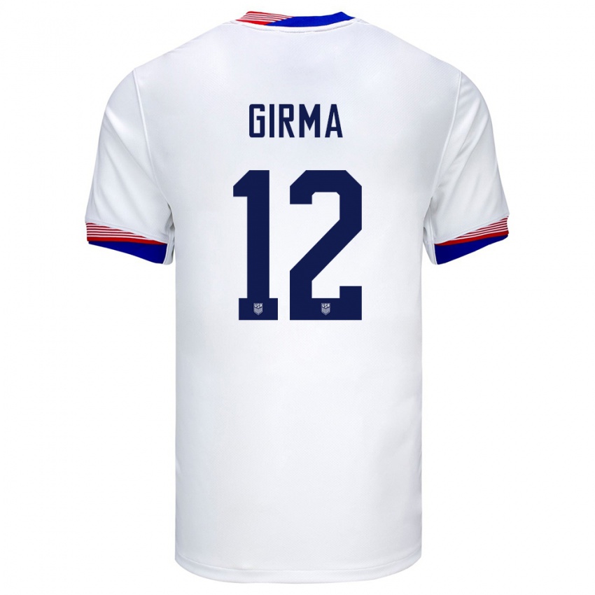Kinder Vereinigte Staaten Naomi Girma #12 Weiß Heimtrikot Trikot 24-26 T-Shirt Österreich