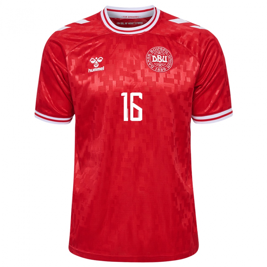 Kinder Dänemark Magnus Nielsen #16 Rot Heimtrikot Trikot 24-26 T-Shirt Österreich