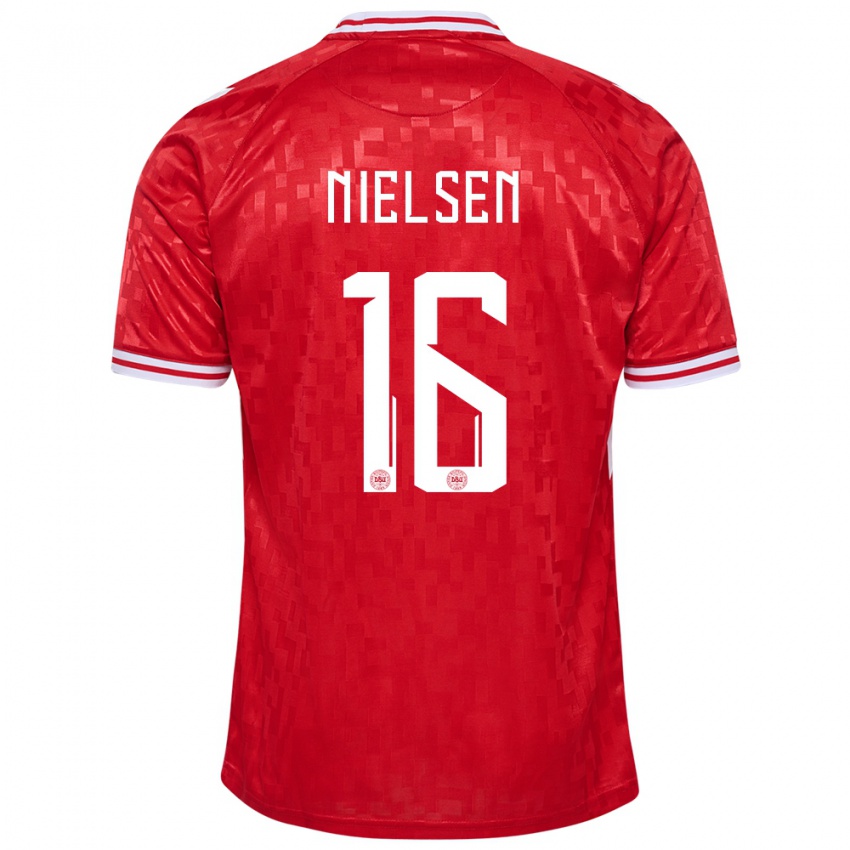 Kinder Dänemark Magnus Nielsen #16 Rot Heimtrikot Trikot 24-26 T-Shirt Österreich
