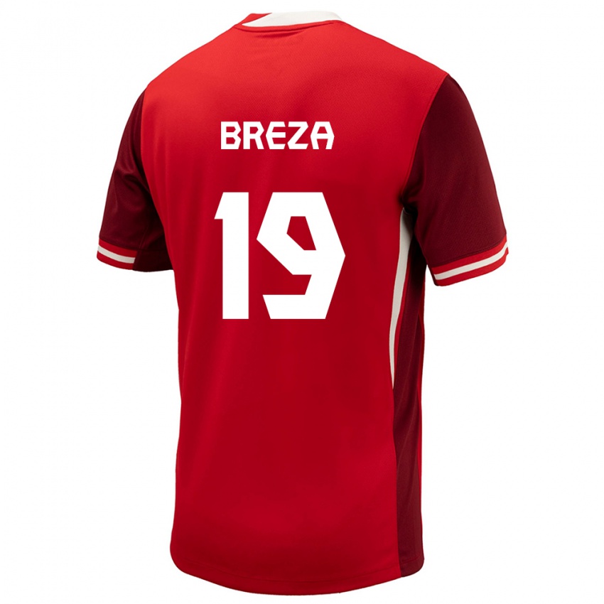 Kinder Kanada Sebastian Breza #19 Rot Heimtrikot Trikot 24-26 T-Shirt Österreich