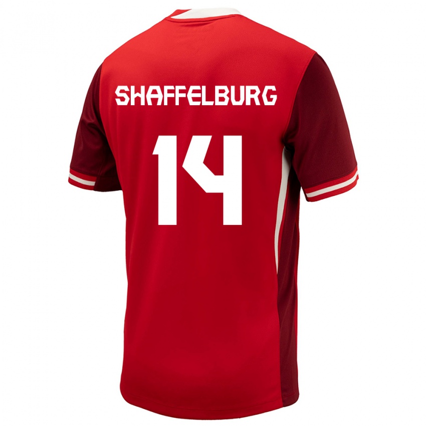 Kinder Kanada Jacob Shaffelburg #14 Rot Heimtrikot Trikot 24-26 T-Shirt Österreich
