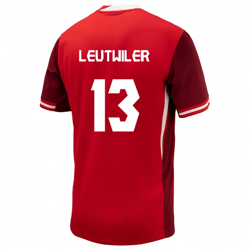 Kinder Kanada Jayson Leutwiler #13 Rot Heimtrikot Trikot 24-26 T-Shirt Österreich