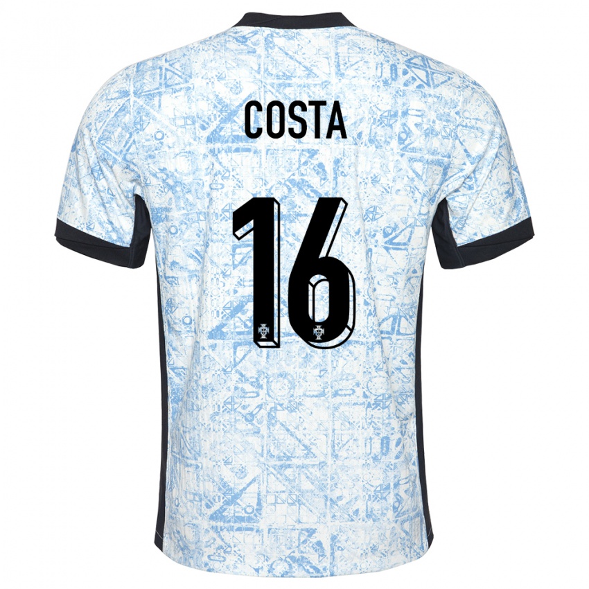 Kinder Portugal David Costa #16 Cremeblau Auswärtstrikot Trikot 24-26 T-Shirt Österreich