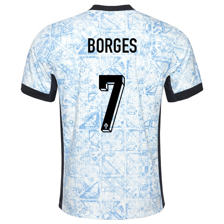 Kinder Portugal Carlos Borges #7 Cremeblau Auswärtstrikot Trikot 24-26 T-Shirt Österreich