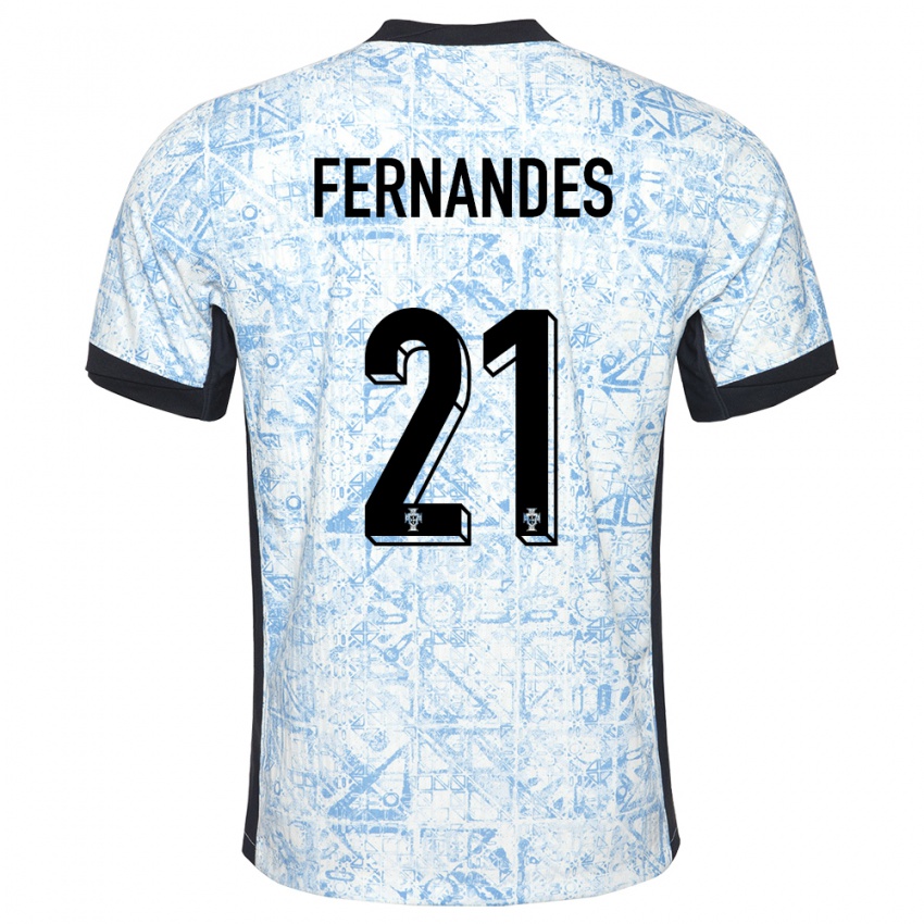 Kinder Portugal Mateus Fernandes #21 Cremeblau Auswärtstrikot Trikot 24-26 T-Shirt Österreich