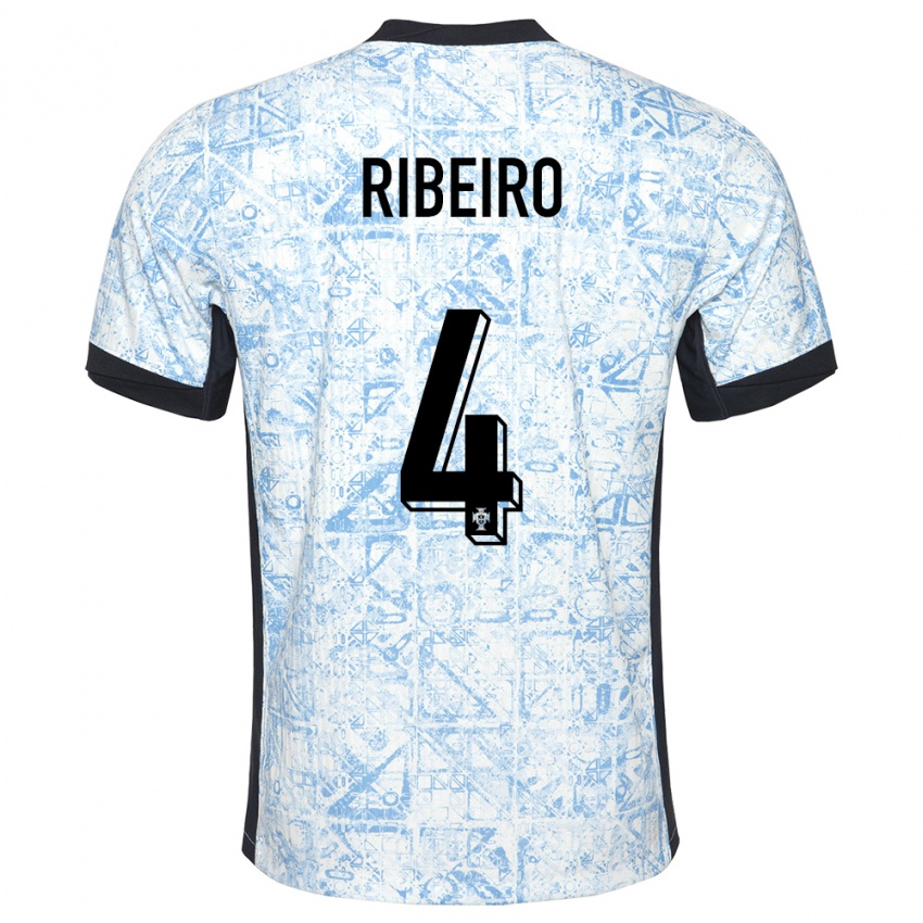 Kinder Portugal Ricardo Ribeiro #4 Cremeblau Auswärtstrikot Trikot 24-26 T-Shirt Österreich