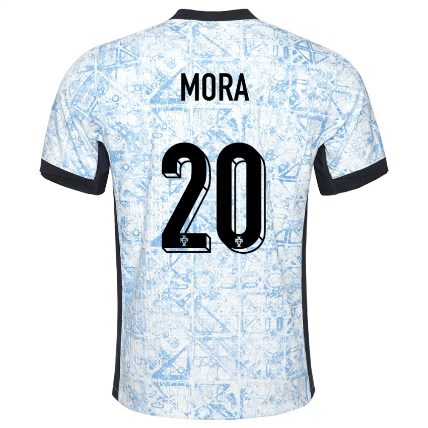 Kinder Portugal Rodrigo Mora #20 Cremeblau Auswärtstrikot Trikot 24-26 T-Shirt Österreich
