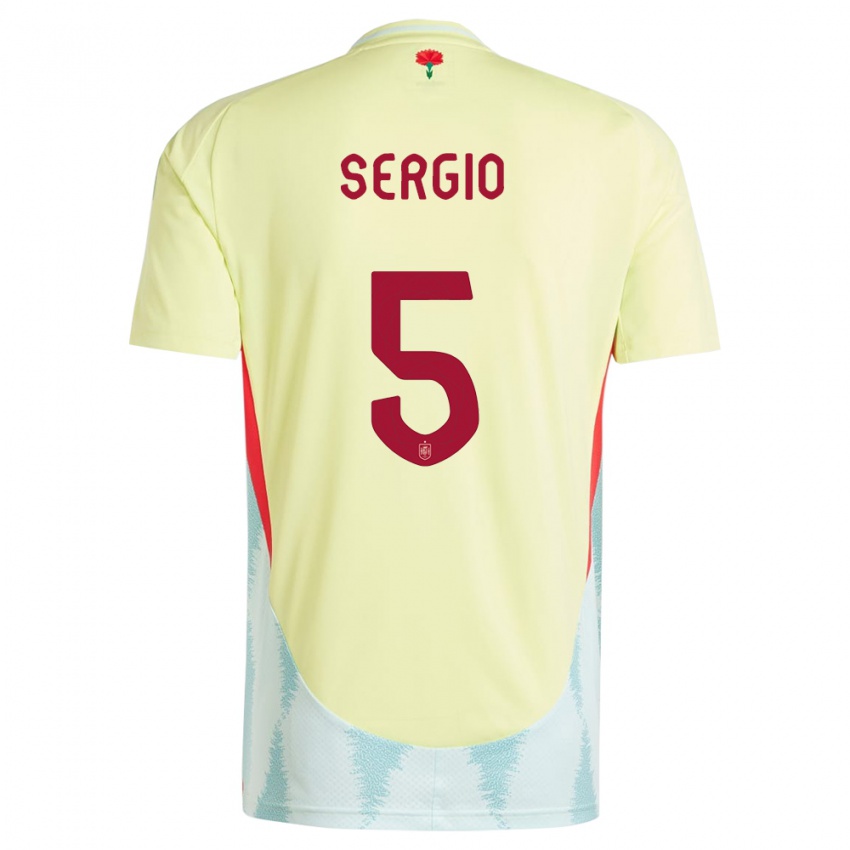 Kinder Spanien Sergio Busquets #5 Gelb Auswärtstrikot Trikot 24-26 T-Shirt Österreich